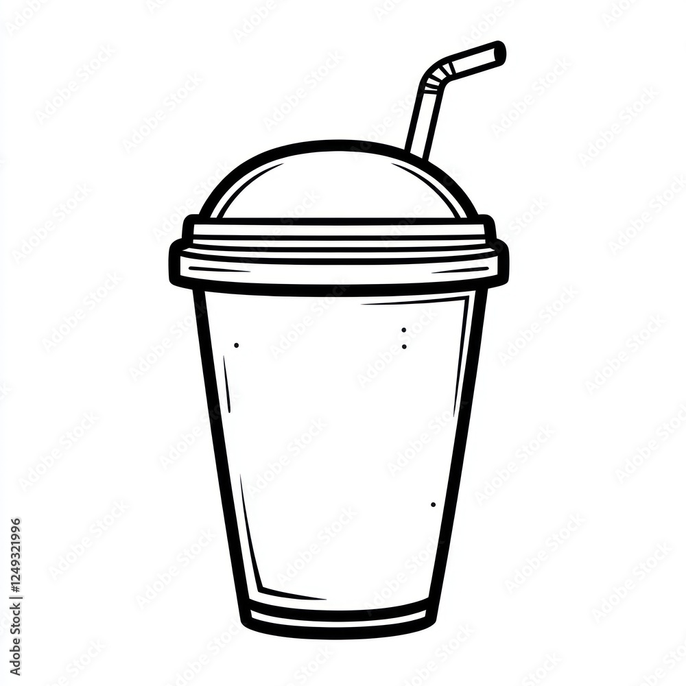 Simple outline drawing of a takeaway beverage cup Simple outline drawing of a takeaway beverage cup