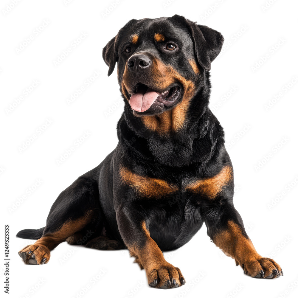 Rottweiler Dog Sitting on White Background Rottweiler Dog Sitting on White Background