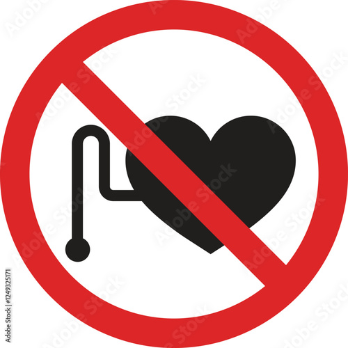 No access for persons with pacemakers sign isolated on white background . Prohibited from working people with pacemakers symbol . Vector illustration