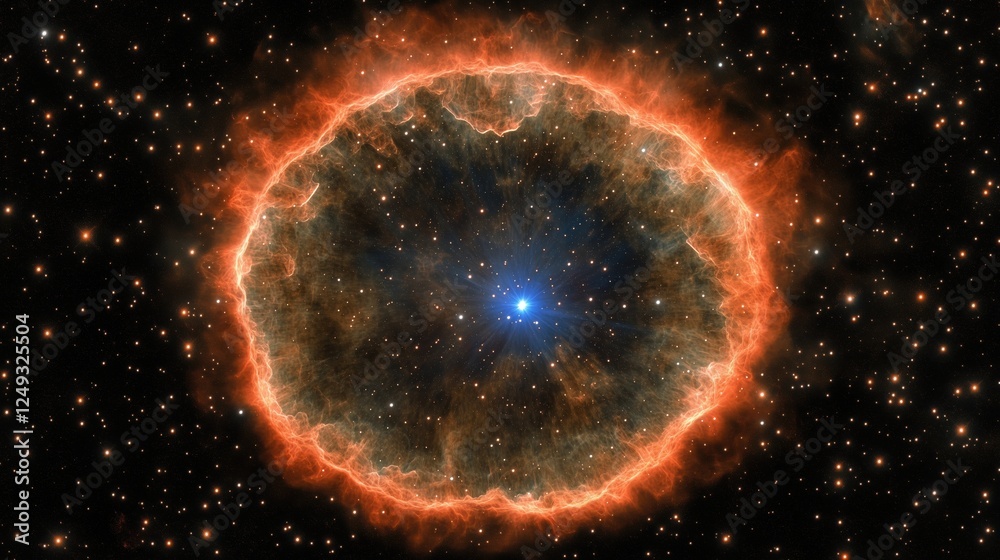 Obraz premium A stunning cosmic nebula illuminated by a bright central star against a backdrop of space.