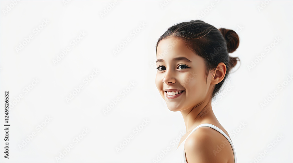 light photo of cute little girl smiling isolated on white background, free copy space light photo of cute little girl smiling isolated on white background, free copy space