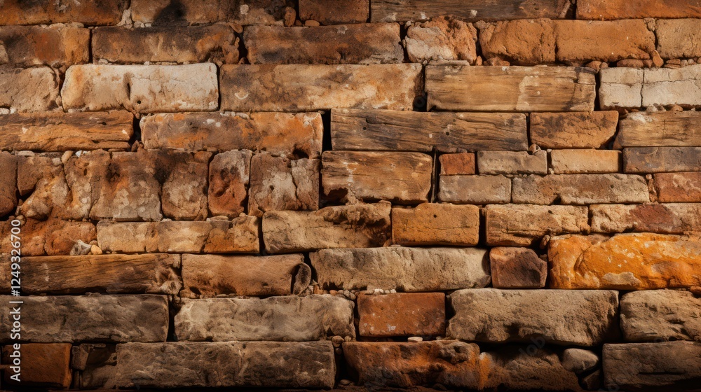 Obraz premium Rustic Brick Wall Texture Background. Stone Masonry Pattern for Construction and Architecture Design