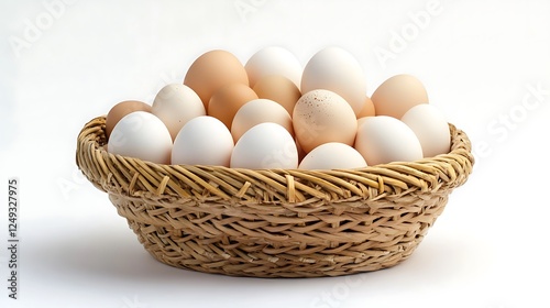 Wallpaper Mural Eggs in a wicker basket on a white background. Torontodigital.ca