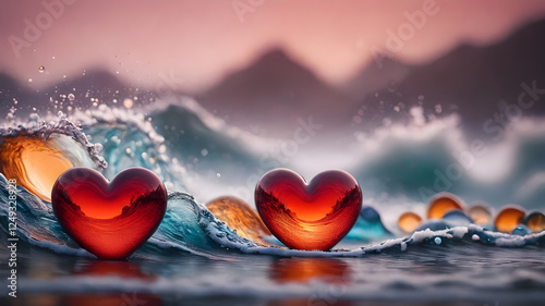 Heart shape for Love concept, Valentine's Day concepts. love symbol, concept for Valentine's Day, wedding etc. Heart elements for love concept design. AI generated image