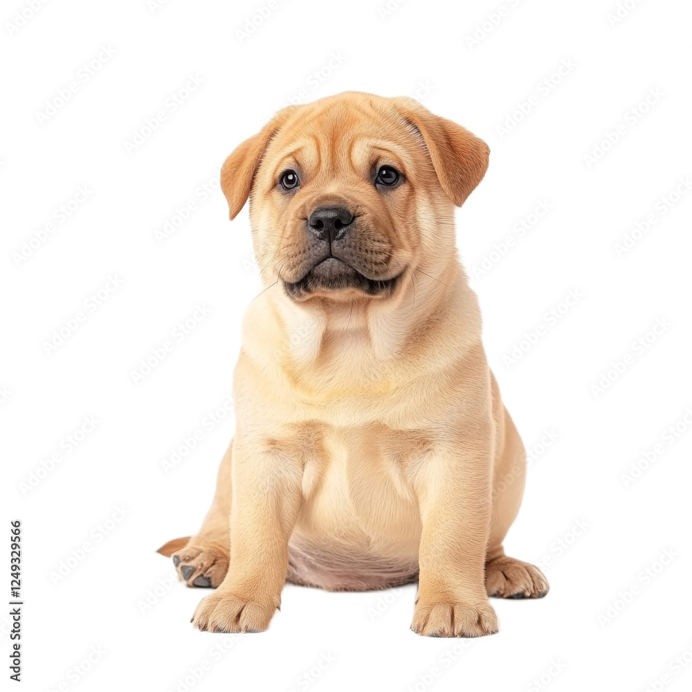 Adorable Shar-Pei Puppy Sitting on White Background Adorable Shar-Pei Puppy Sitting on White Background
