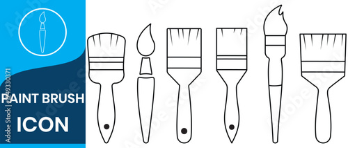 Paint brush icon set. Assorted paintbrush vector illustration. Paint brushes drawing tool. Containing various paintbrush for small to wide. Flat simple design. vector illustration.