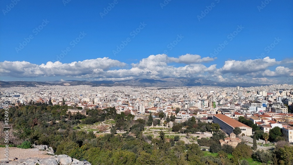 Fototapeta premium Ancient and modern view of the Greek capital