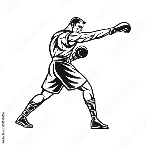 Boxing player silhouette vector illustration design isolated on a white background