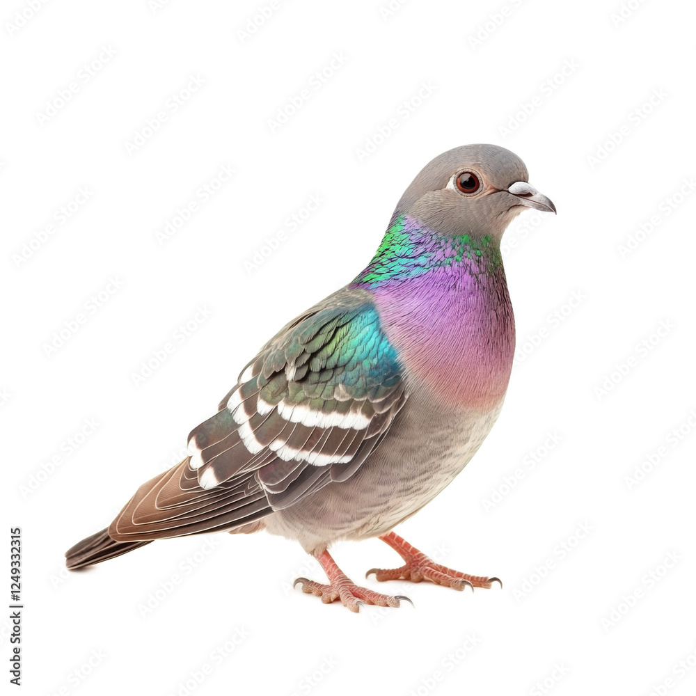 Vibrant Common Wood Pigeon Isolated on White Vibrant Common Wood Pigeon Isolated on White