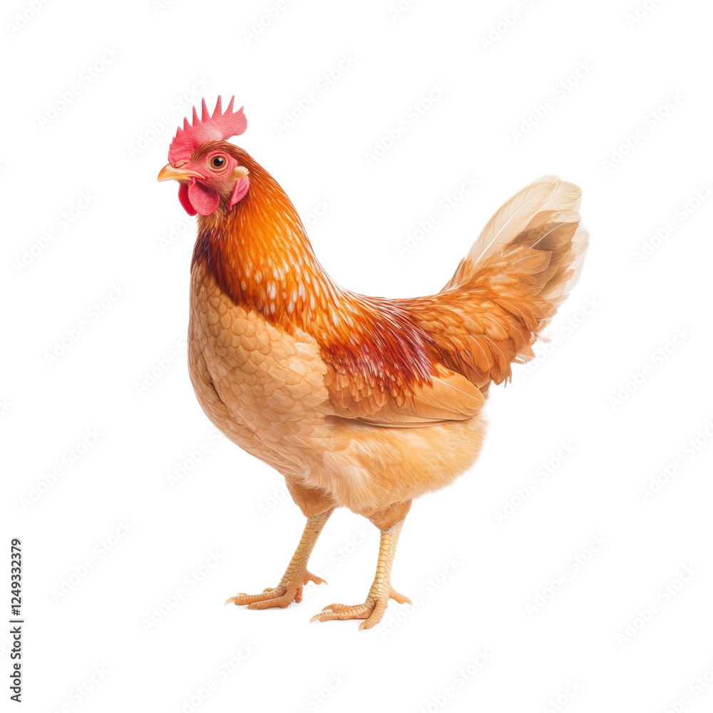 Fototapeta premium Buff Orpington Hen Isolated on White Background