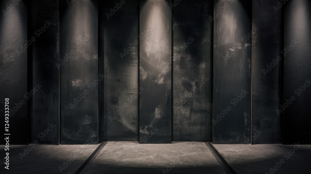 A modern, minimalist studio setting with dark, textured walls and focused lighting creating a dramatic ambiance. A modern, minimalist studio setting with dark, textured walls and focused lighting creating a dramatic ambiance.