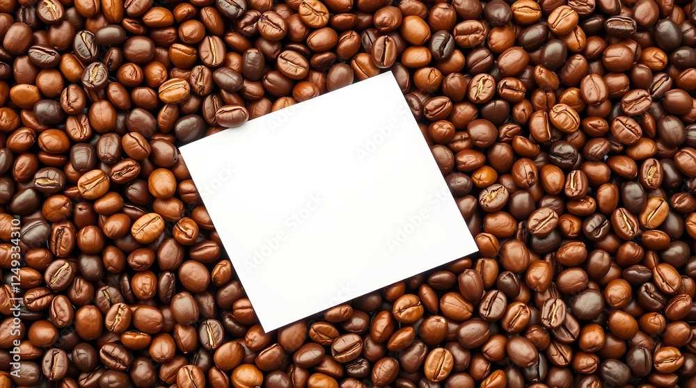 White Card Surrounded by Coffee Beans White Card Surrounded by Coffee Beans