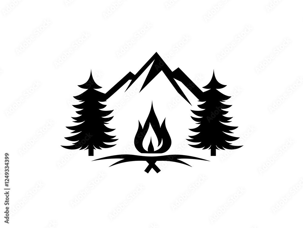Obraz premium Camping Campfire Logo Design