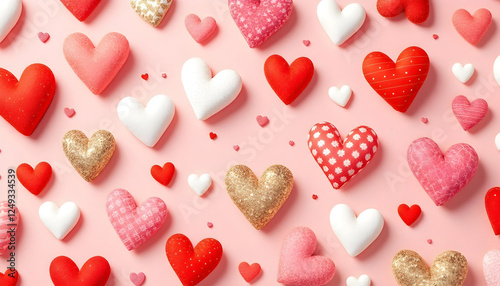 Beautiful seamless pattern of hand drawn hearts ideal for valentine day gifts and creating cute romantic wedding day backgrounds