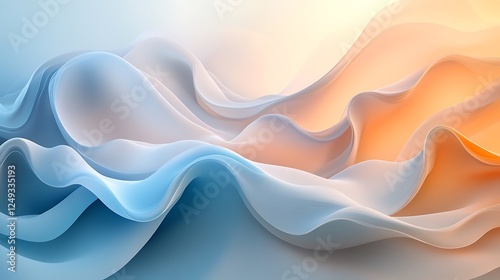 Serene Abstract Waves in Orange and Blue