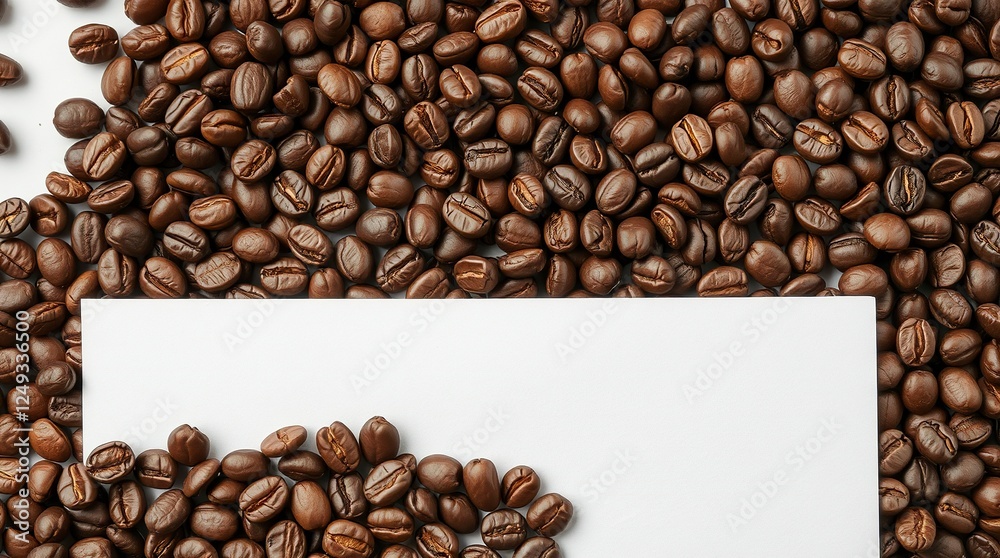 Coffee Beans Background with Blank Card
