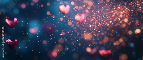 A Valentine's Day background with an array of sparkling hearts