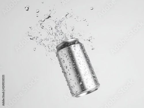 Professional soda can mockup with a floating effect, white backdrop