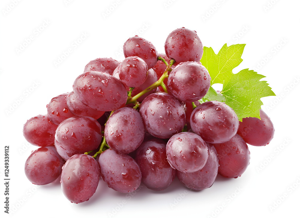 Fototapeta premium A bunch of fresh, purple grapes isolated on a white background