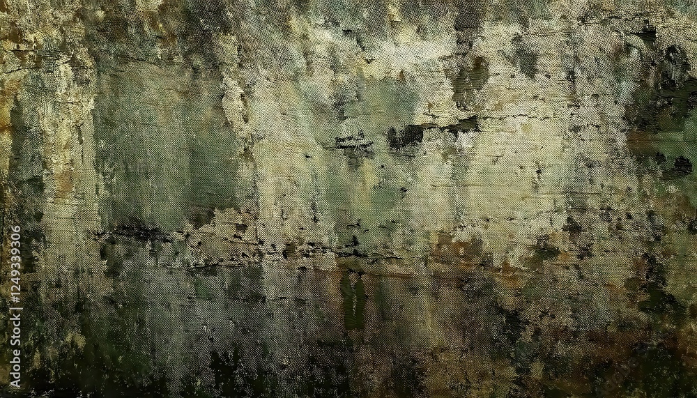 Obraz premium weathered abstract wall texture with muted green and brown tones, perfect for rustic background and artistic design