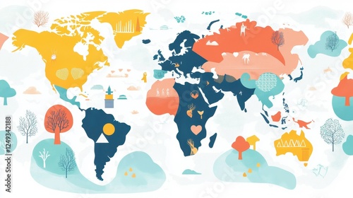 Colorful Abstract World Map Representation