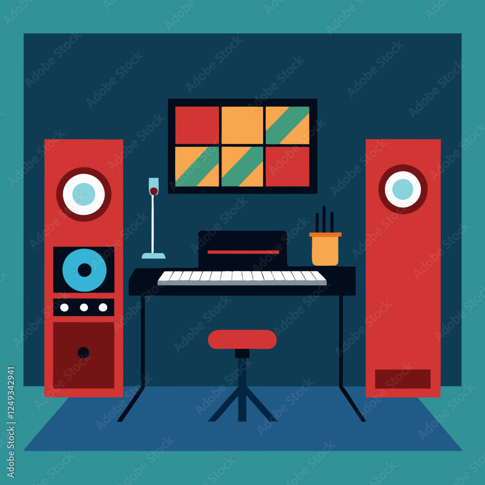 Vector room of a music studio Vector room of a music studio