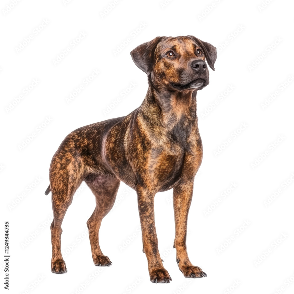 Brindle Dog Standing on White Background. Brindle Dog Standing on White Background.