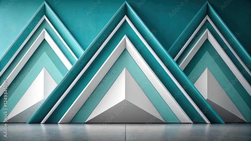 Naklejka premium Teal and White Geometric Pattern Showcasing Modern Abstract Art
