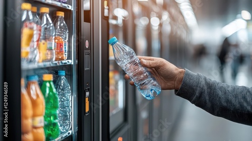 Smart reverse vending machines rewarding users for recycling plastic and glass photo