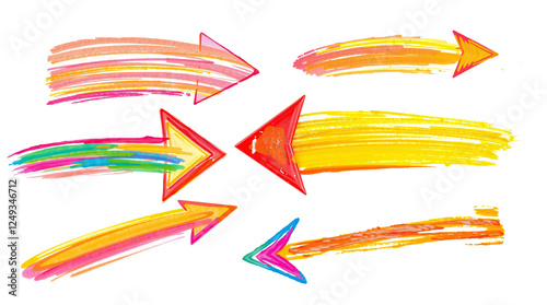 set of colorful hand art arrows