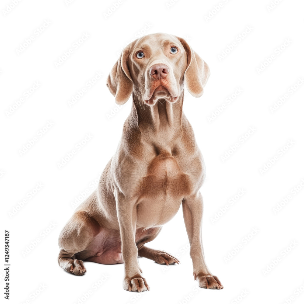 Fototapeta premium Weimaraner Dog Sitting and Looking Up