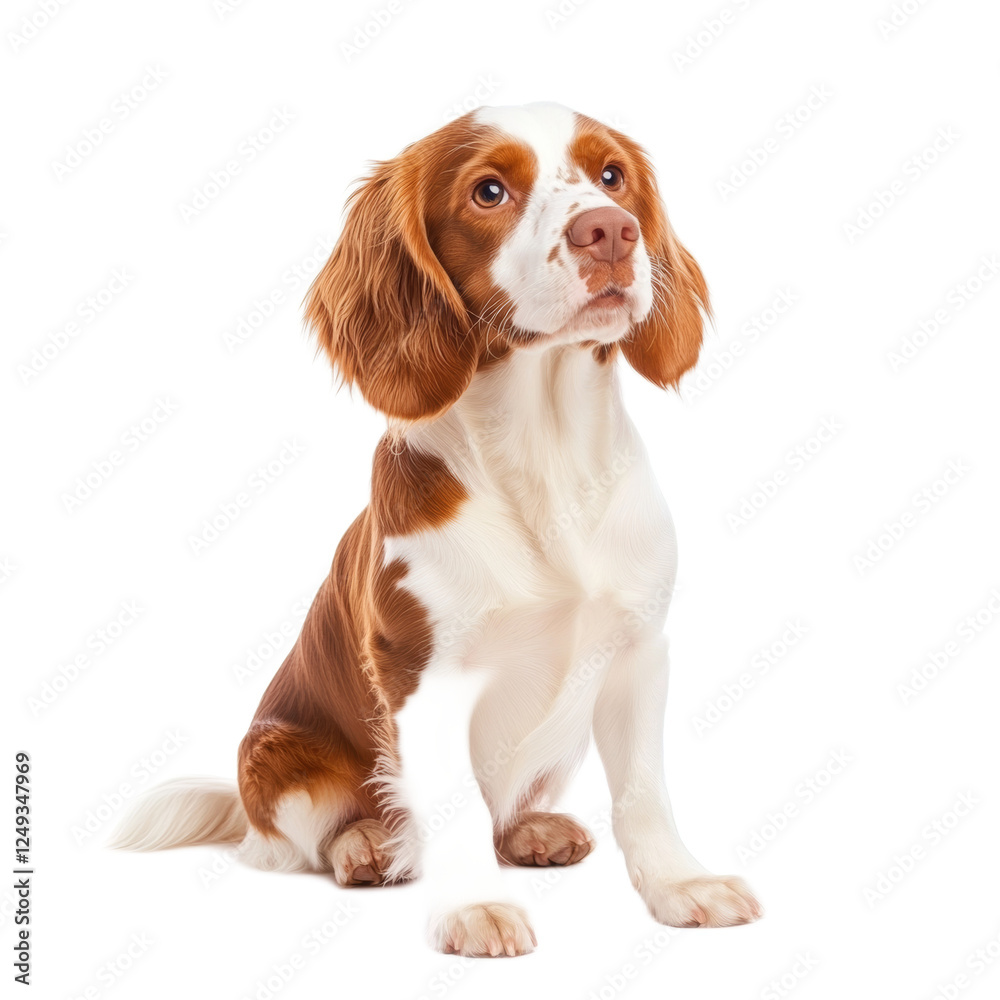 Adorable Welsh Springer Spaniel Puppy Sitting and Looking Up Adorable Welsh Springer Spaniel Puppy Sitting and Looking Up