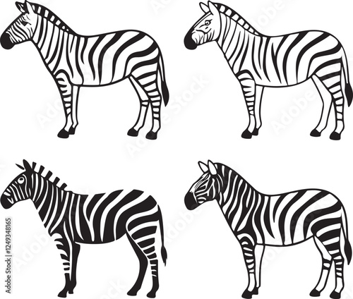 Zebra animal icon set design 