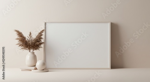 Modern Minimalist Blank Frame Mockup with Clean Neutral Background