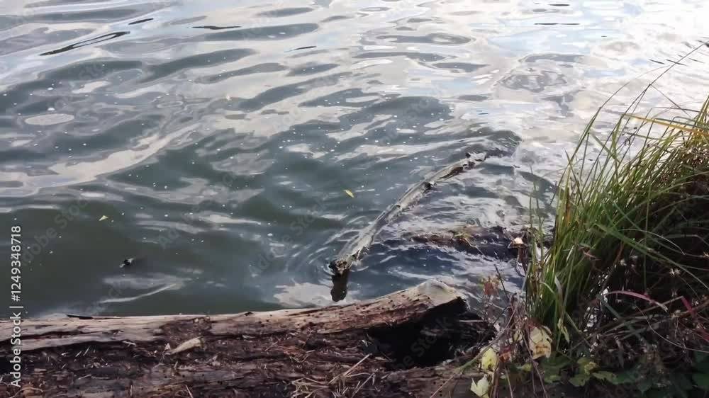 Body of water with a lot of debris floating on top. The water is murky and the debris is mostly made up of sticks and leaves Body of water with a lot of debris floating on top. The water is murky and the debris is mostly made up of sticks and leaves