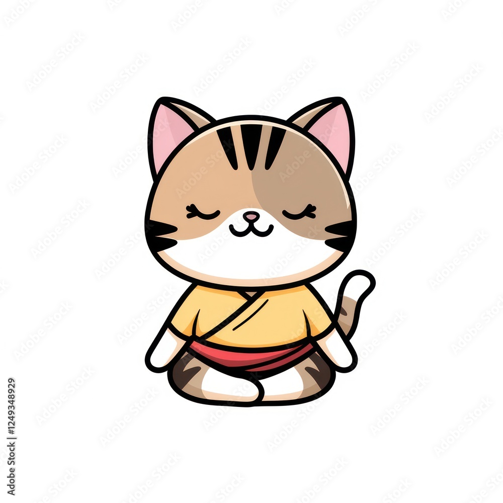 Adorable Cat Meditating in Traditional Clothing Adorable Cat Meditating in Traditional Clothing