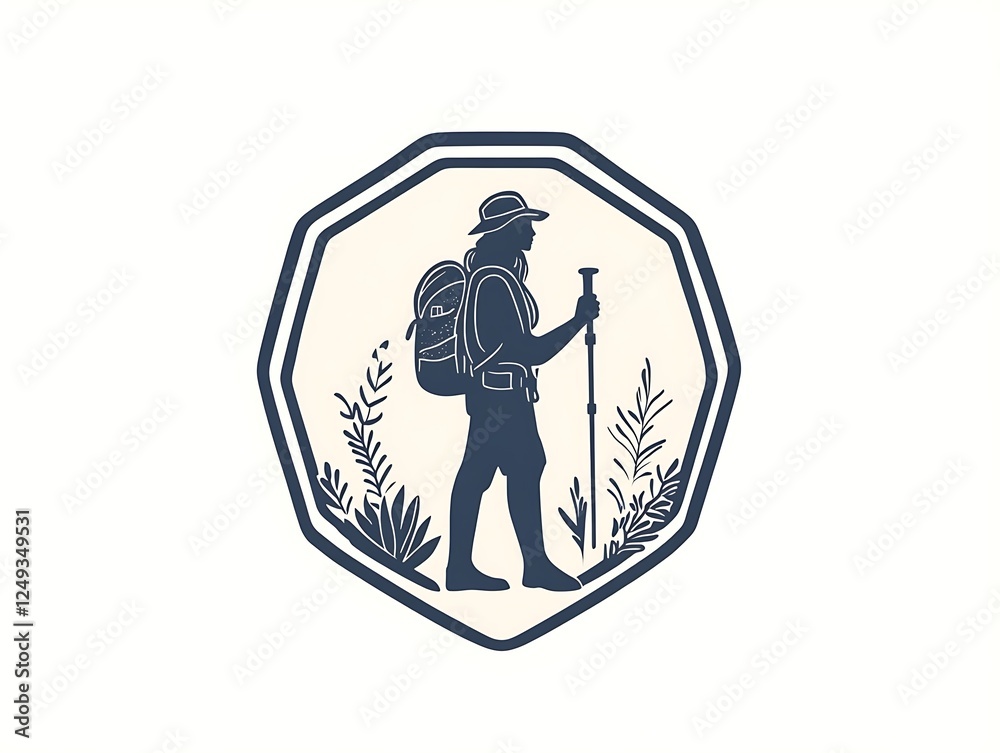 Fototapeta premium Hexagon Alpine Hiker Logo