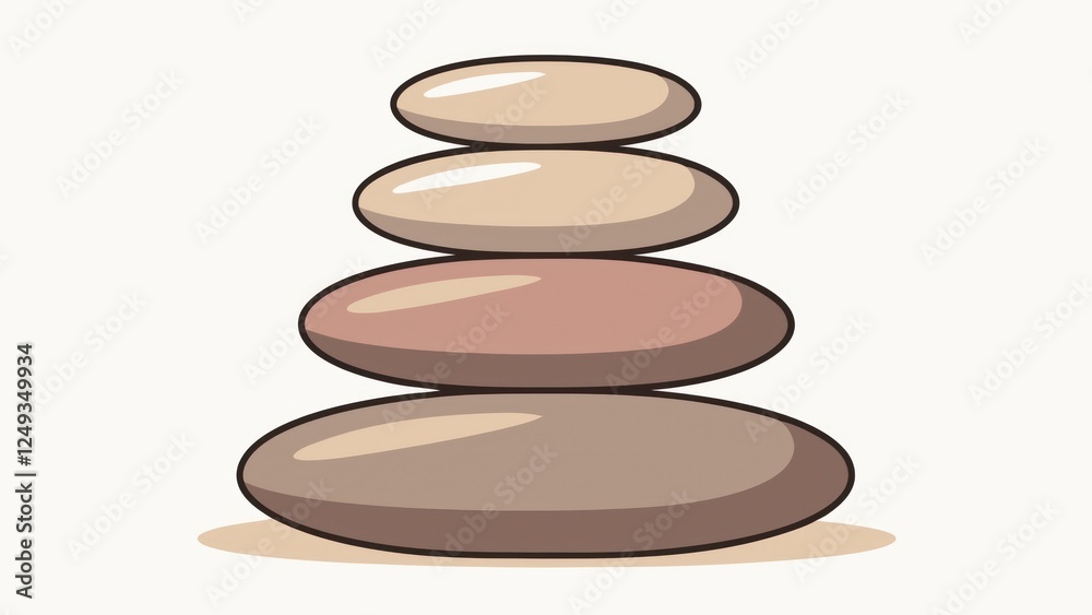 Stack of Smooth, Flat Stones in an Artistic Illustration Stack of Smooth, Flat Stones in an Artistic Illustration