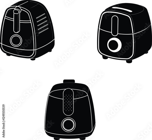 A set of Air fryer silhouette illustration.