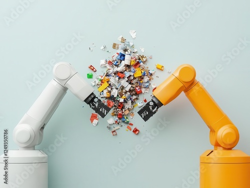 Autonomous robotic arms dismantling and recycling complex waste materials efficiently