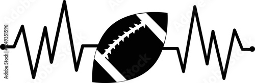 American football  heart beat ECG,EKG electrocardiogram pulse svg vector vector icon art t shirt design for football lover