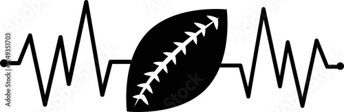 American football  heart beat ECG,EKG electrocardiogram pulse svg vector vector icon art t shirt design for football lover