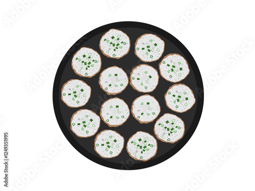 Khanom Krok on a white background.