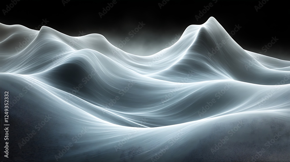 Fototapeta premium Abstract grayscale undulating landscape digital art