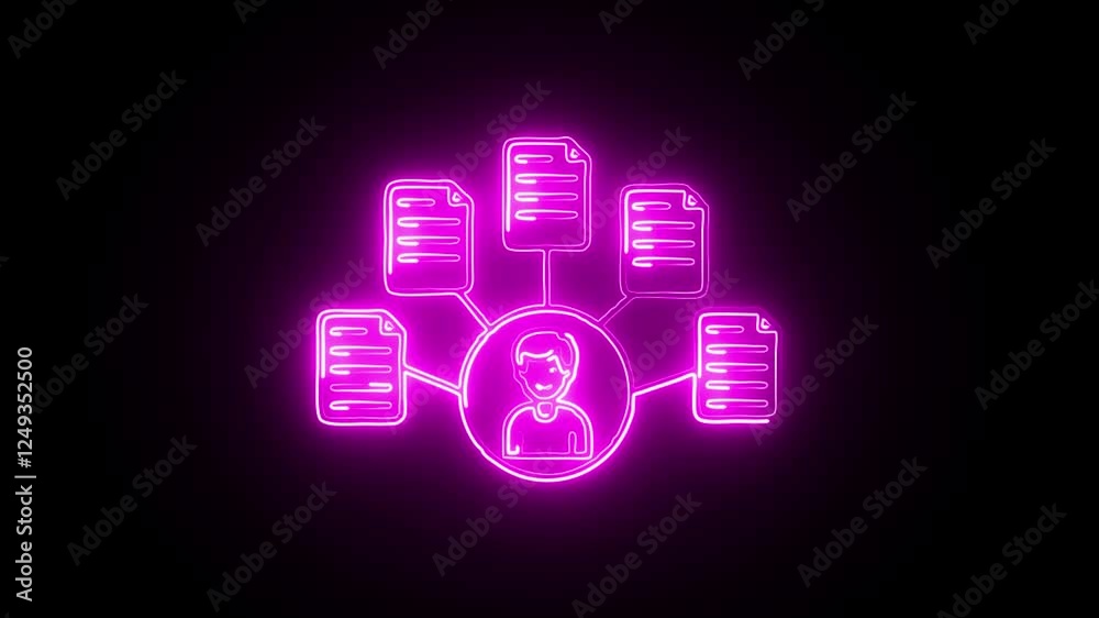 glowing neon multitasking icon isolated on black background. HD video motion graphic animation glowing neon multitasking icon isolated on black background. HD video motion graphic animation
