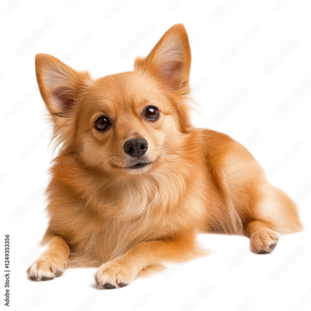 Fototapeta premium Adorable Fluffy Pomeranian Dog Lying Down