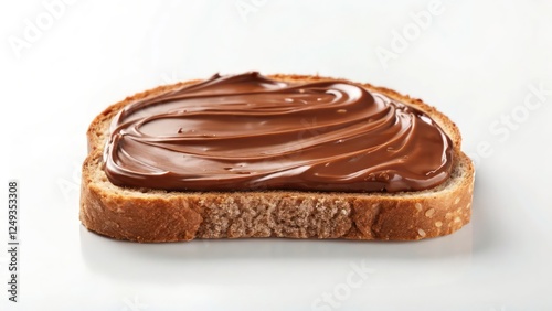 Top View of a Slice of Toast Bread with Chocolate Spread