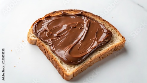 Top View of a Slice of Toast Bread with Chocolate Spread