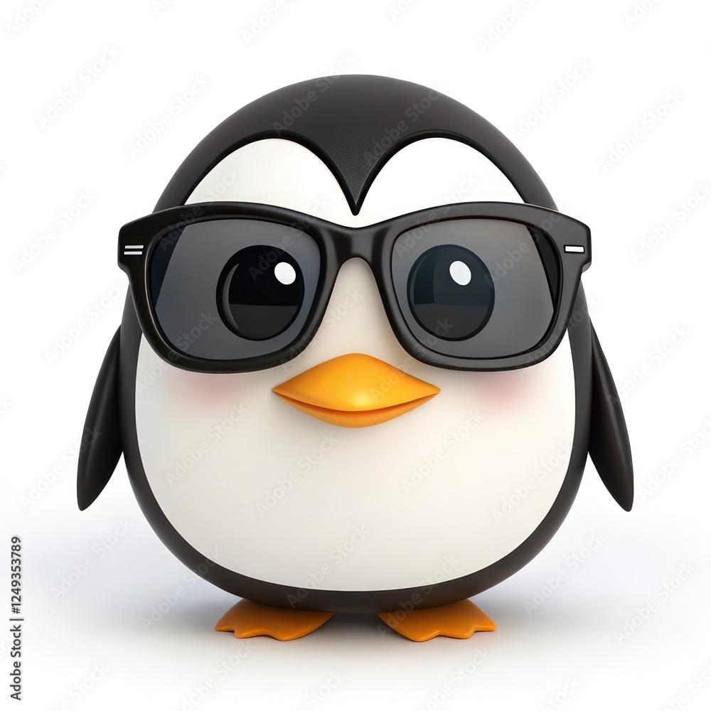 Obraz premium Cute 3D Penguin Wearing Sunglasses with a Playful and Trendy Look