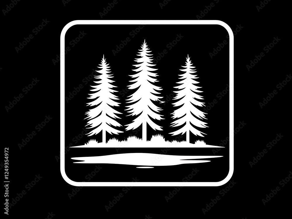 Obraz premium Minimalist Lake and Forest Logo